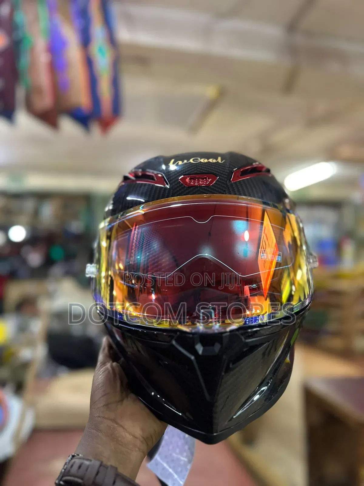Glossy Carbon Fiber Full-Face Motorcycle Helmet