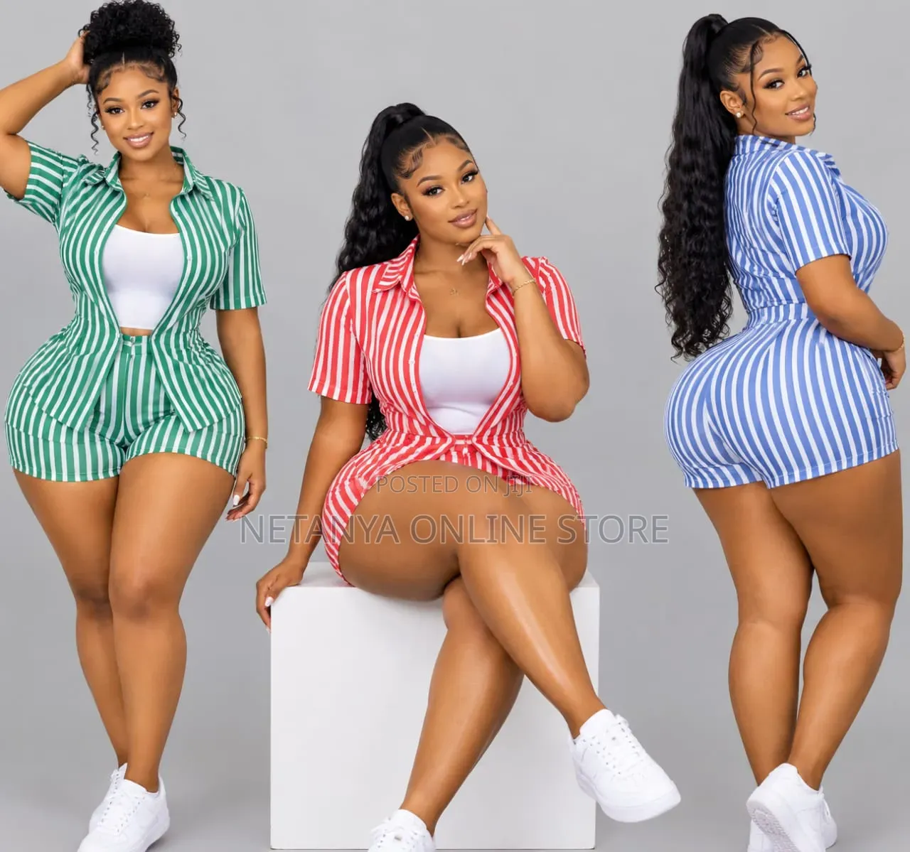 3pcs Women's Stripped Clothes Set