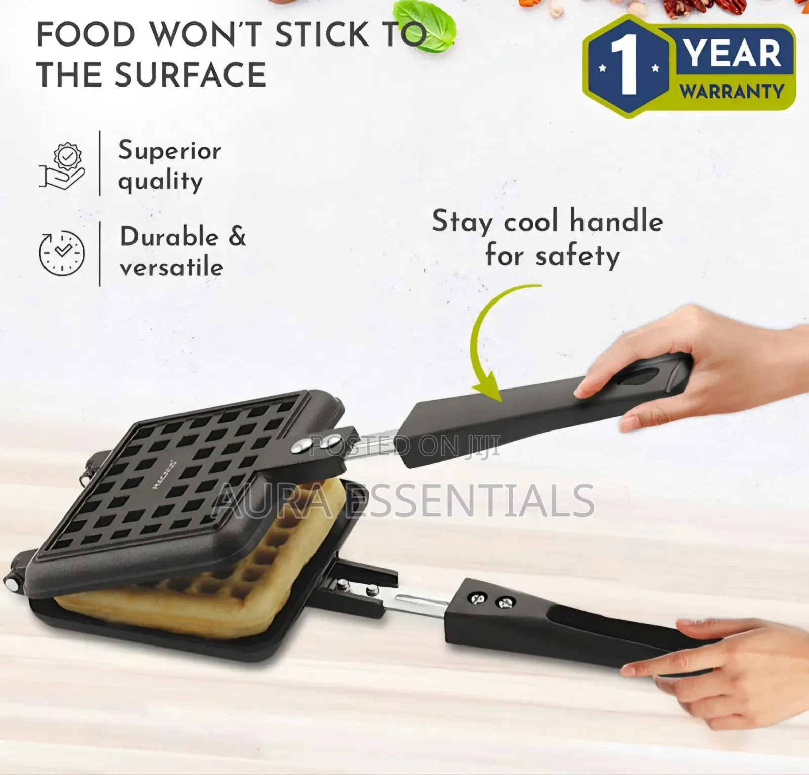Non-Electric, Stove-Top Waffle Baking Mold