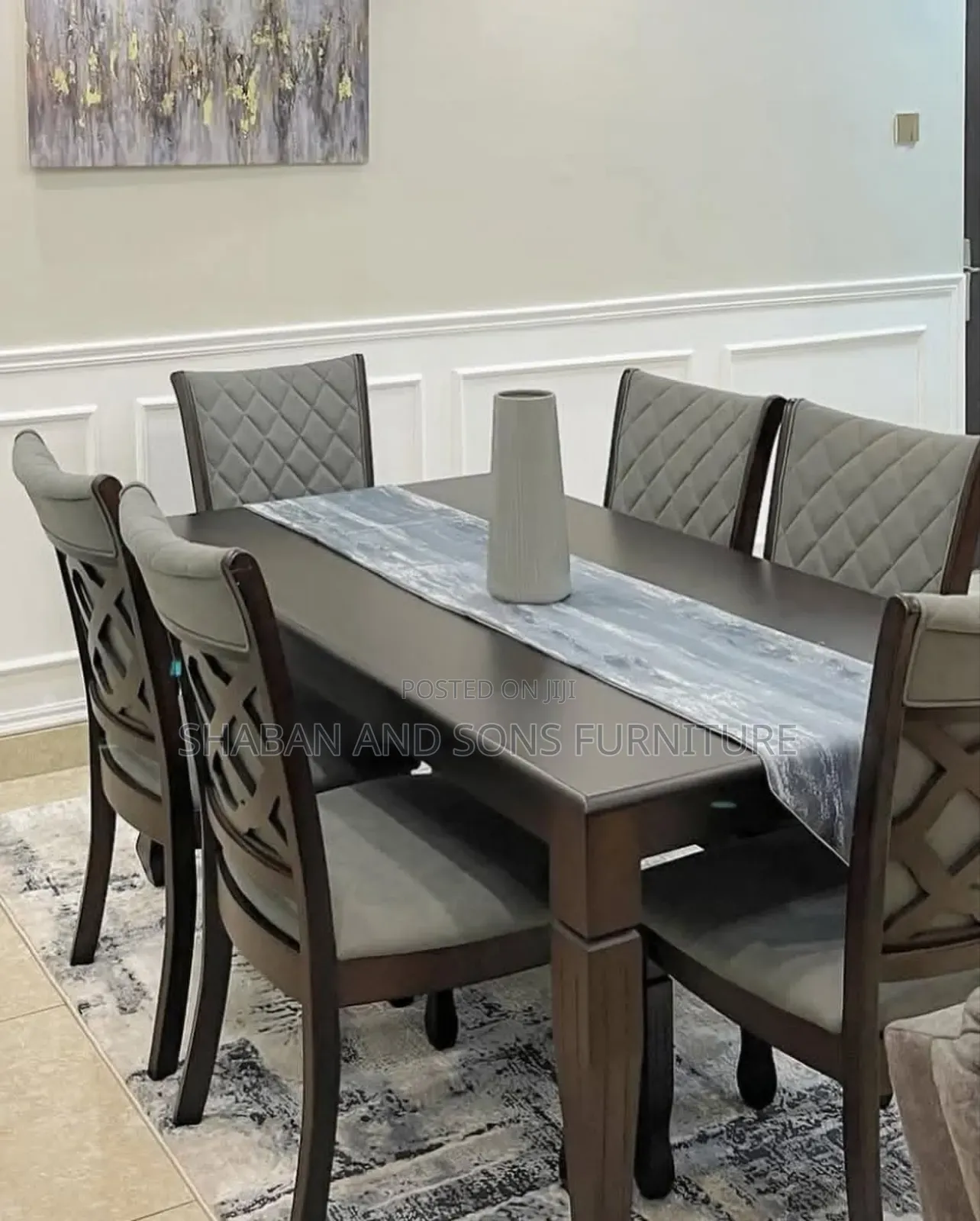 It's Six Seater Dinning Table Redressed in Gray Colour