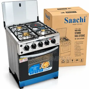 Saachi Gas Cooker With Oven – 3 Gas Burners + 1 Electric Hot Plate
