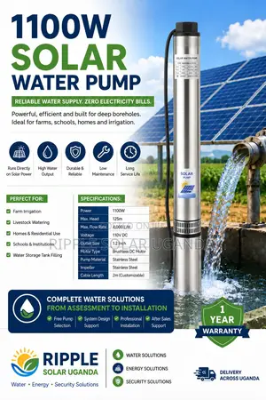 1100W Solar Water Pump – 125m Head 4,000l/H 110V