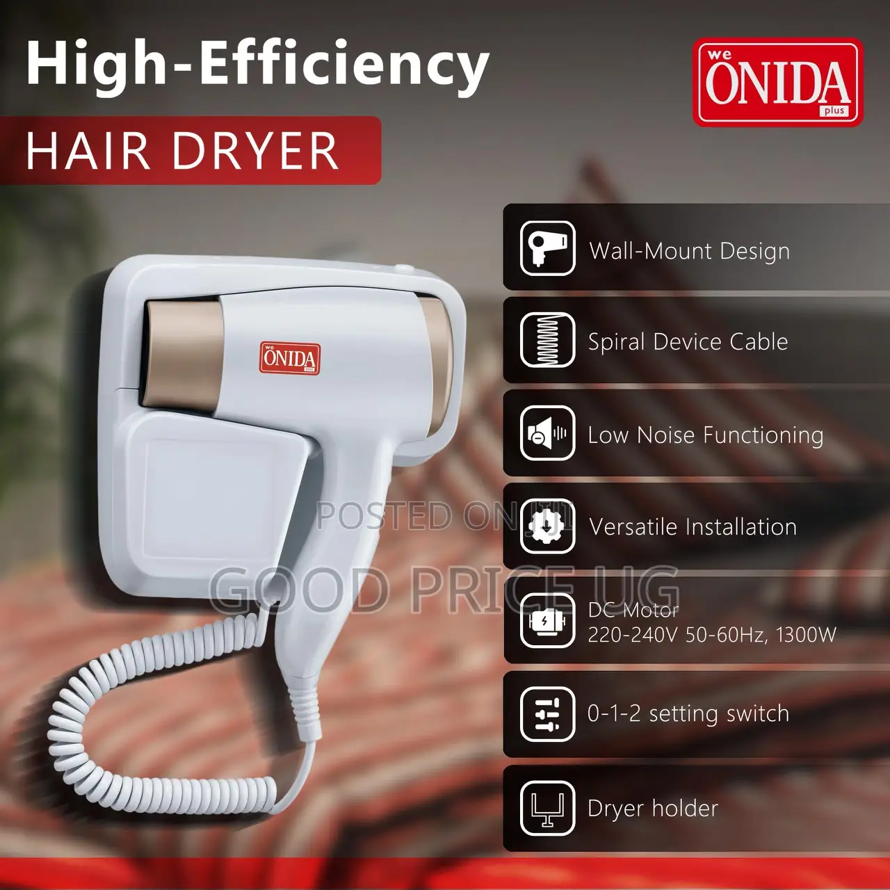 Önida Plus Wall-Mounted Hair Dryer