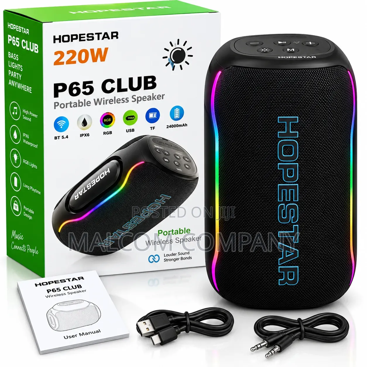HOPESTAR P65 Club 220W Portable Bluetooth Speaker With RGB Lights