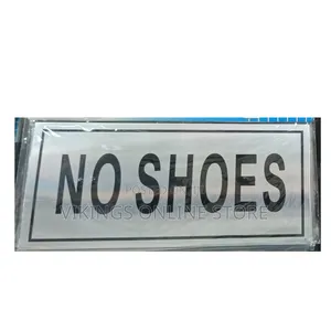 NO SHOES Sign Self Adhesive Silver Easy Stick Card Sticker