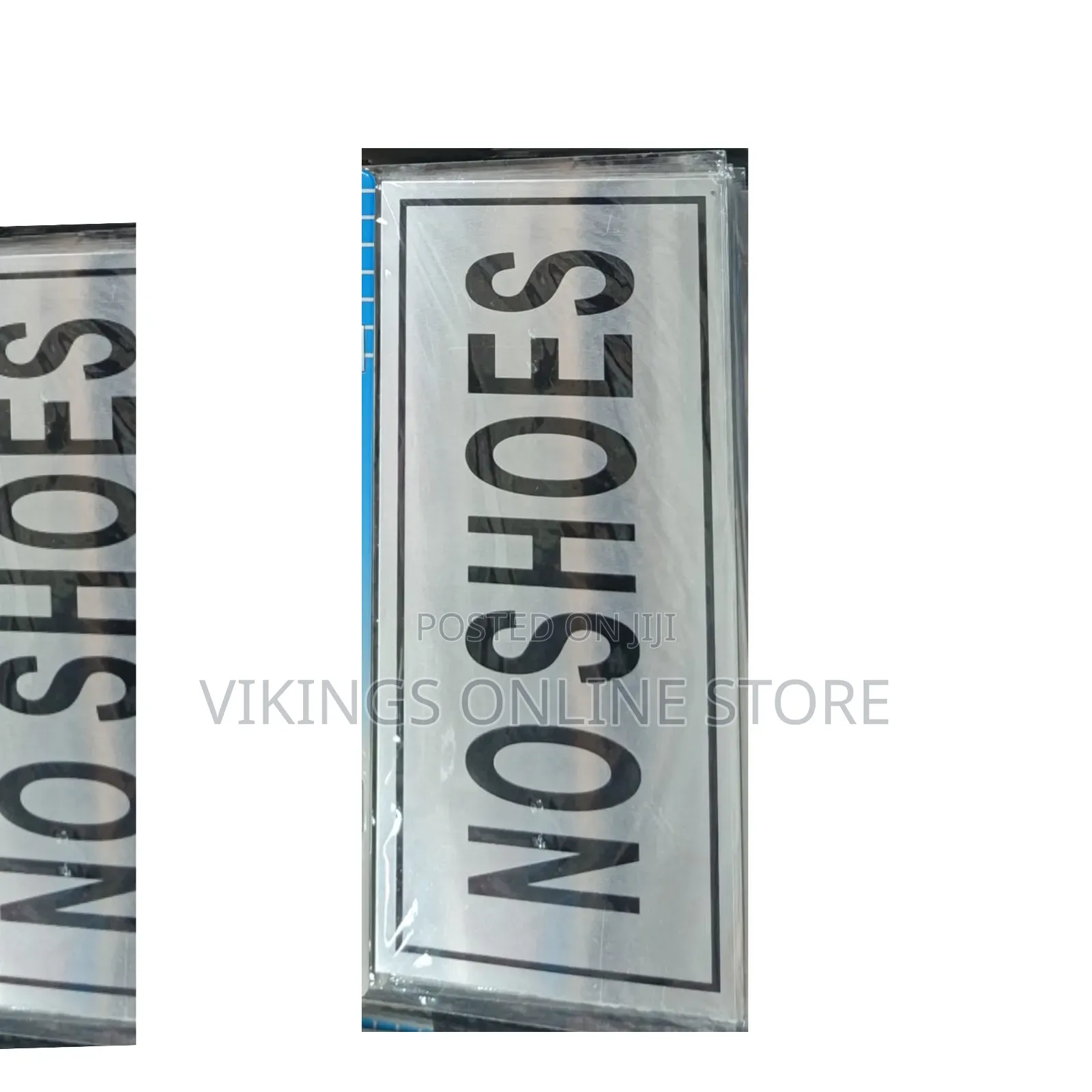 NO SHOES Sign Self Adhesive Silver Easy Stick Card Sticker