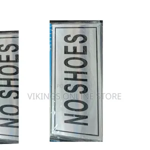NO SHOES Sign Self Adhesive Silver Easy Stick Card Sticker