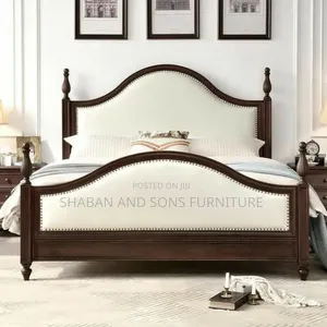 It's Wooden Bed Frame Queen Size Luxury Bedroom Dressed Cream Colour