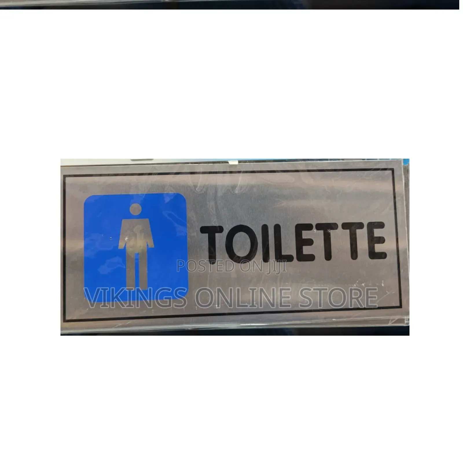5 Pieces BLUE Men TOILET Sign Self Adhesive Silver Easy Stick Card