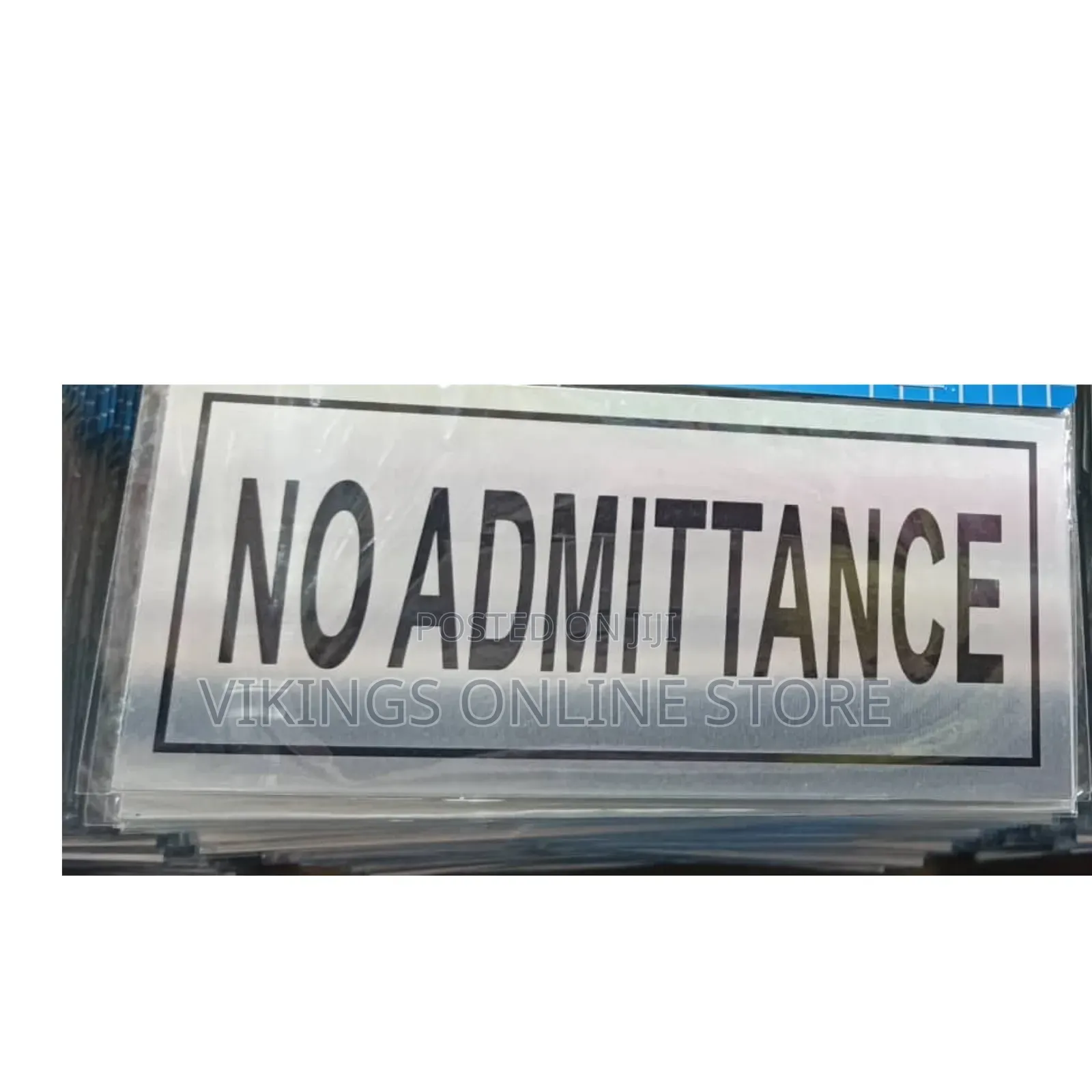 NO ADMITTANCE Sign Self Adhesive Silver Easy Stick Card Sticker