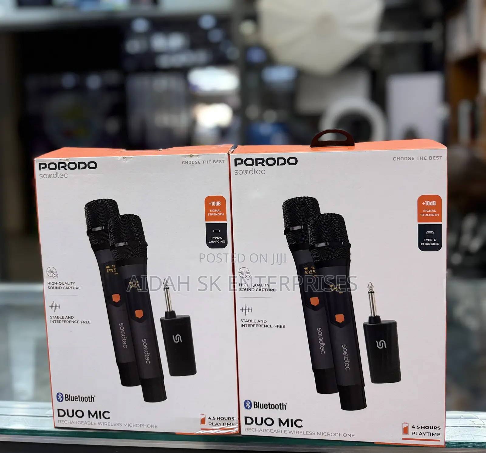 Porodo Soundtec Duo Mic Aluminum Rechargeable Wireless Microphone