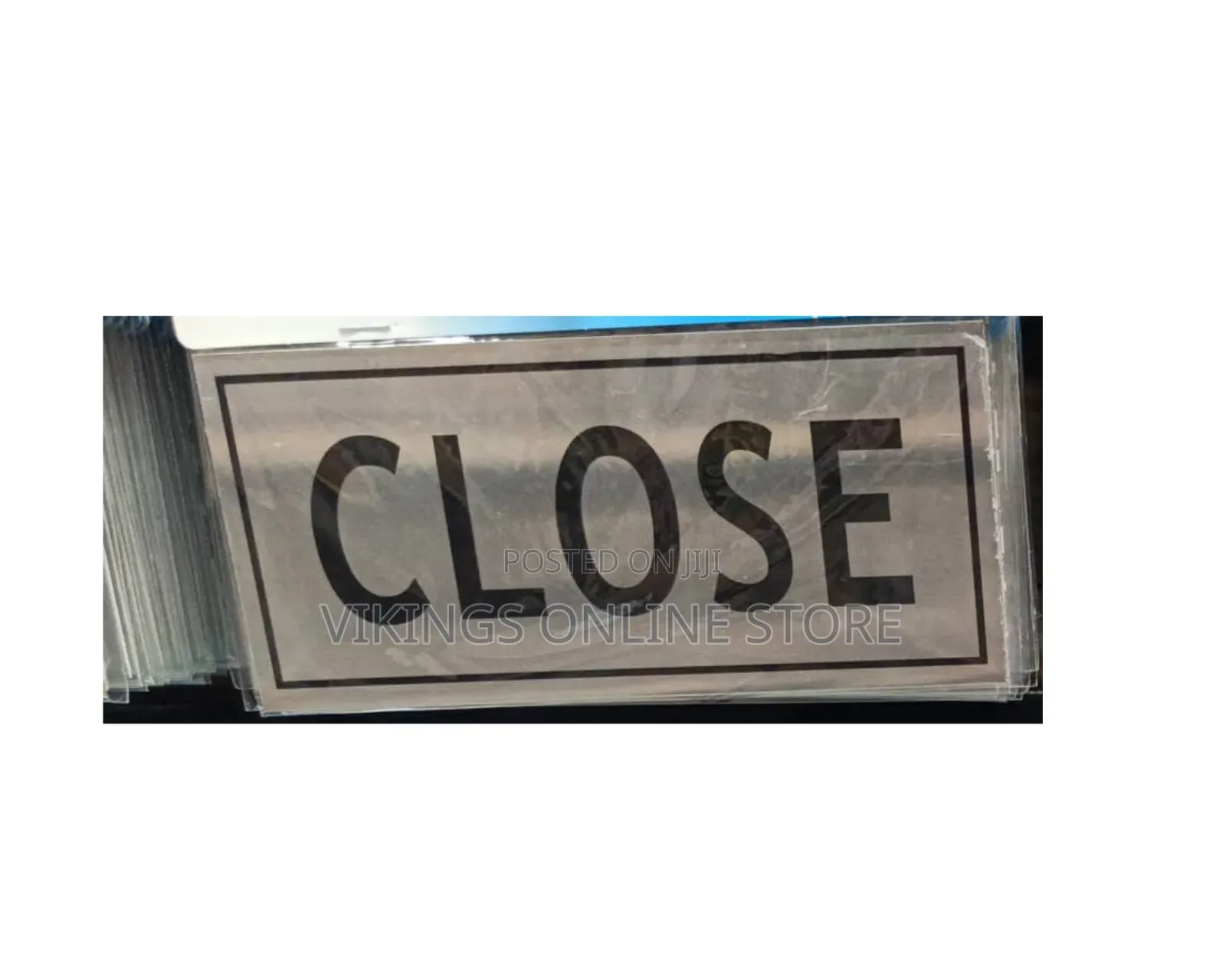 CLOSE Sign Self Adhesive Silver Easy Stick Card Sticker