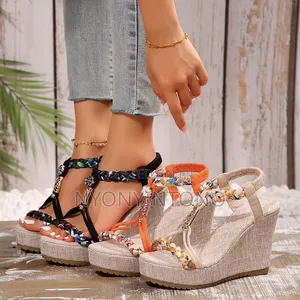 Boho Braided T-Strip Wedge Sandle Shoe