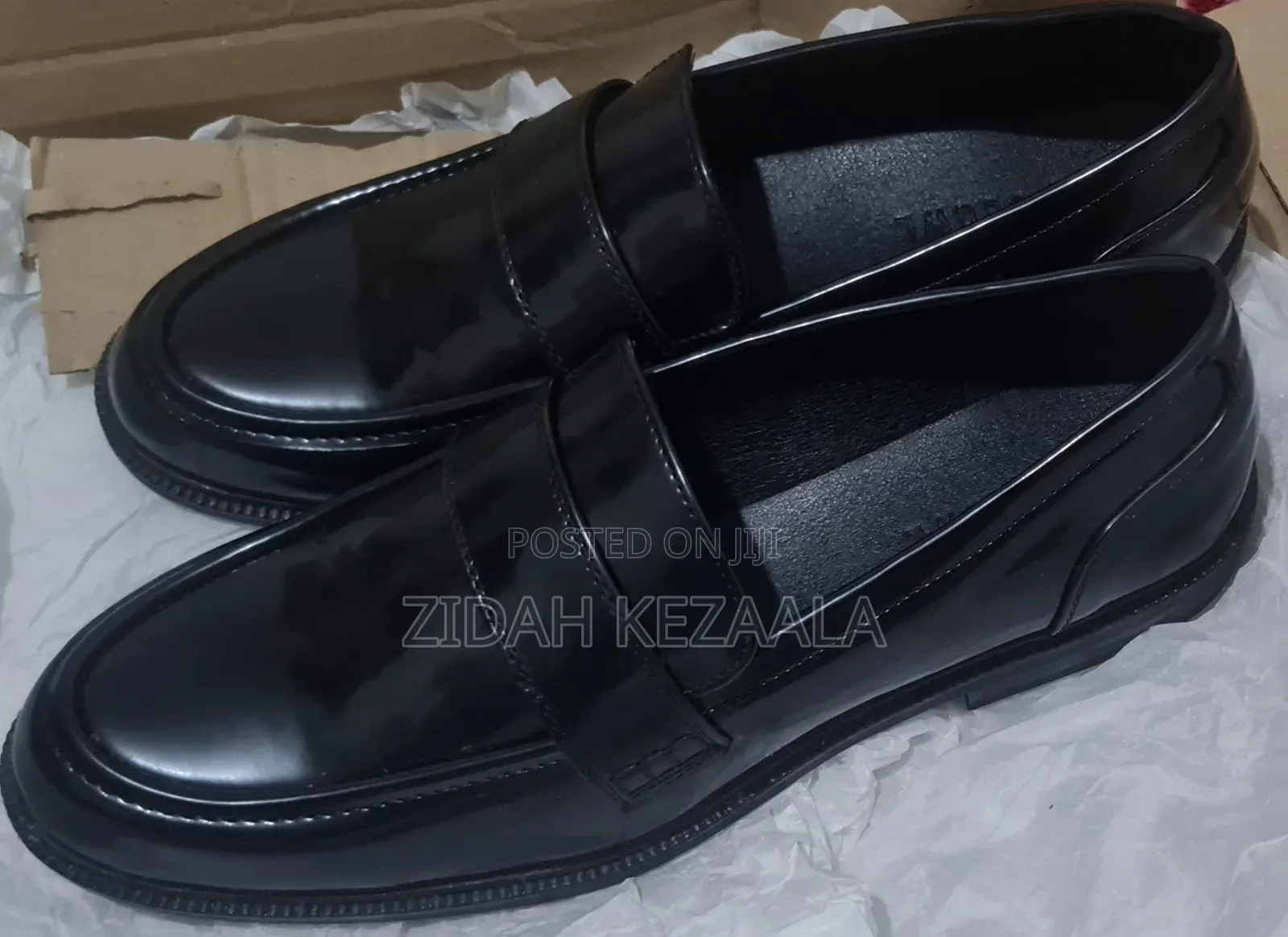 Black Leather Loafers , Size UK 8 or 42 a Half