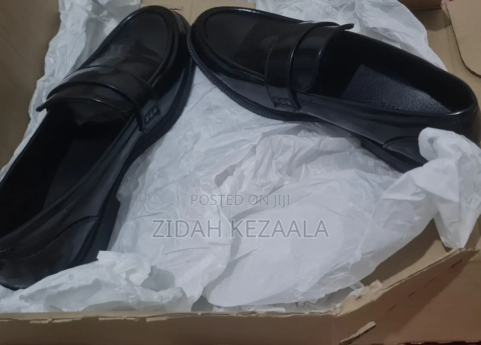 Black Leather Loafers , Size UK 8 or 42 a Half