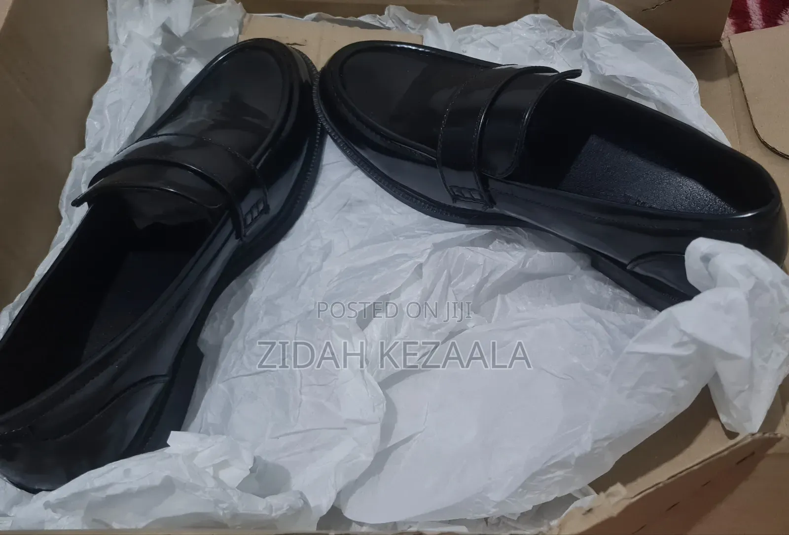 Black Leather Loafers , Size UK 8 or 42 a Half