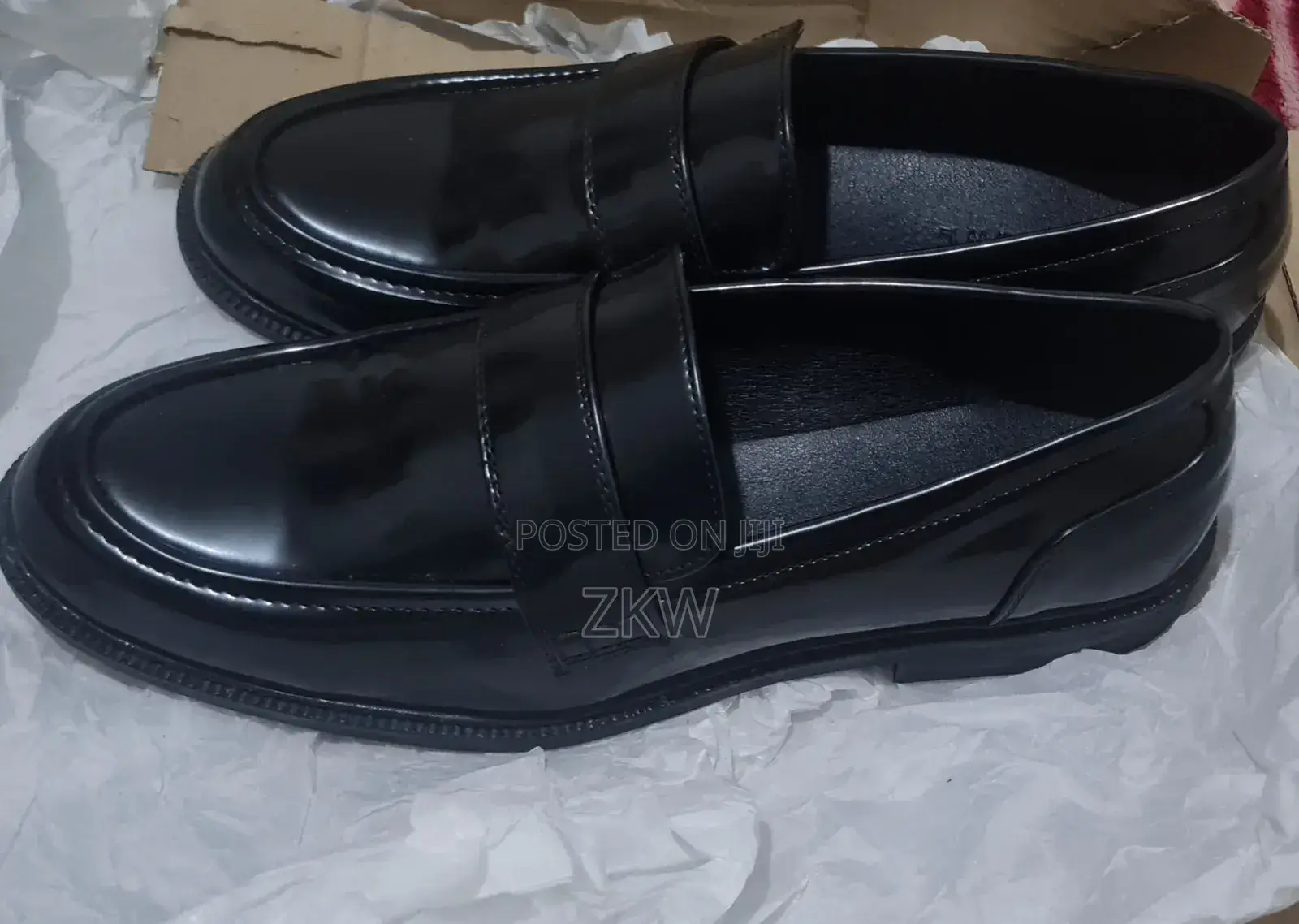 Black Leather Loafers , Size UK 8 or 42 a Half