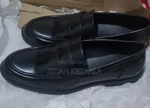 Black Leather Loafers , Size UK 8 or 42 a Half