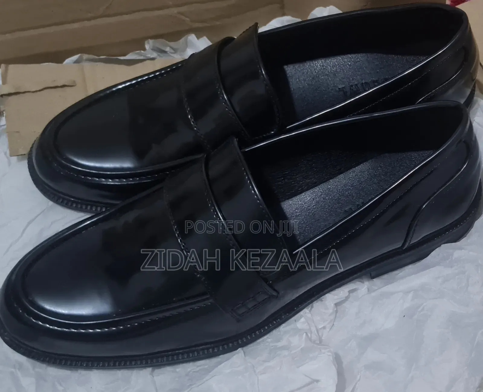 Black Leather Loafers , Size UK 8 or 42 a Half