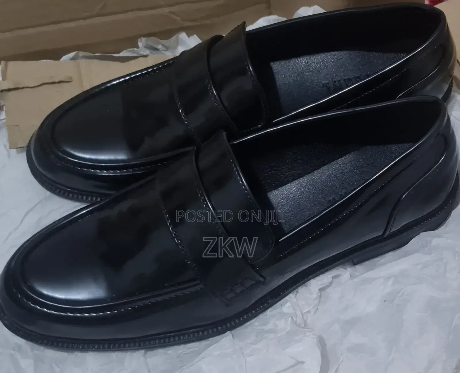 Black Leather Loafers , Size UK 8 or 42 a Half