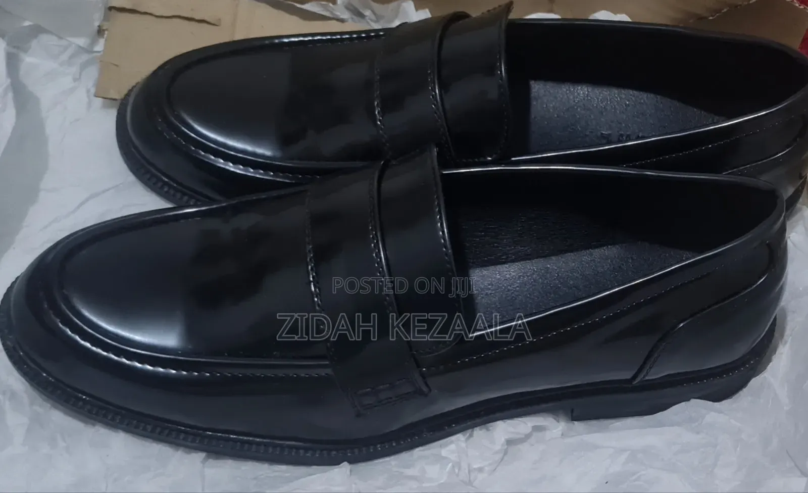Black Leather Loafers , Size UK 8 or 42 a Half