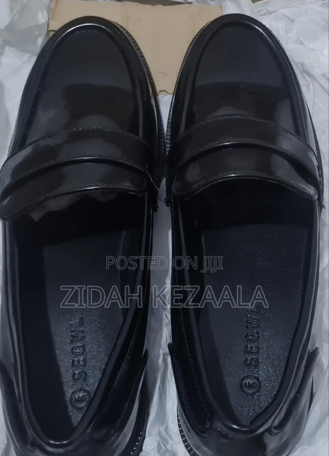 Black Leather Loafers , Size UK 8 or 42 a Half