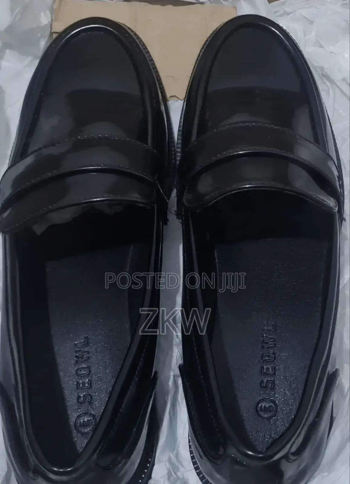 Black Leather Loafers , Size UK 8 or 42 a Half