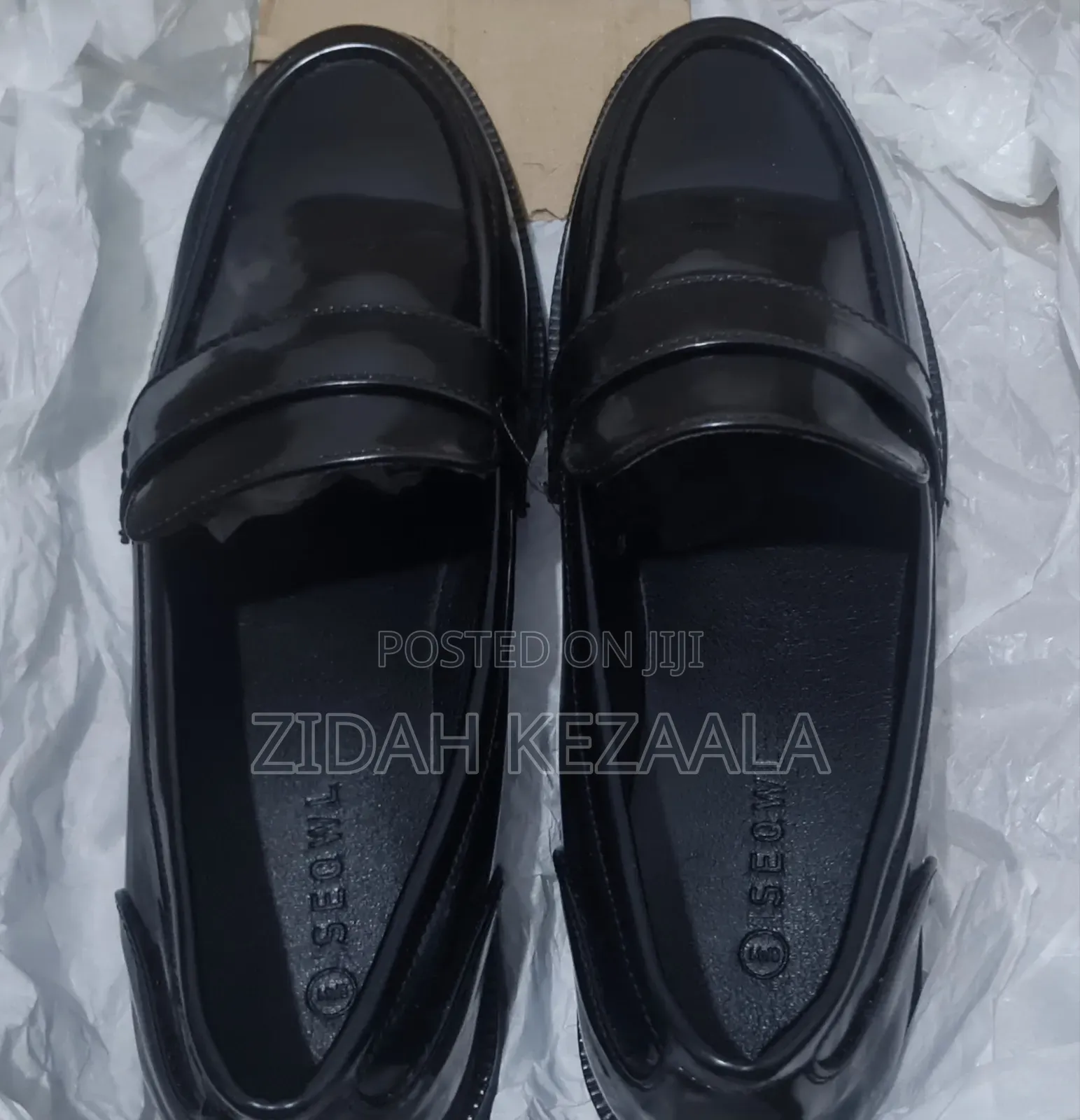 Black Leather Loafers , Size UK 8 or 42 a Half