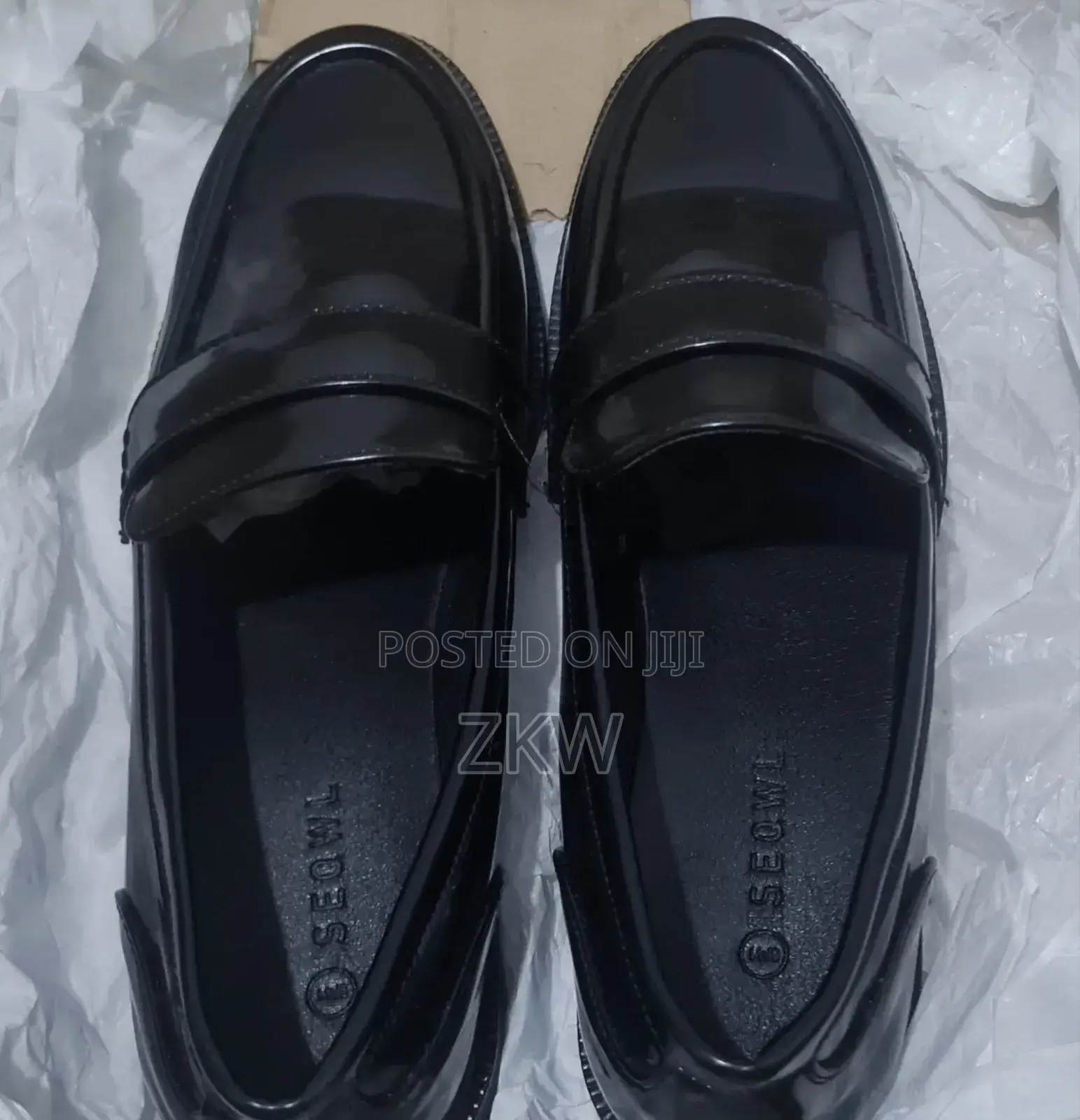 Black Leather Loafers , Size UK 8 or 42 a Half