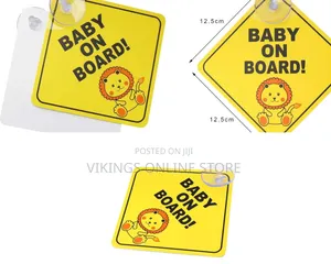 Baby on Board Car Sign,, Yellow, Suction Cup PVC Material, Reusable