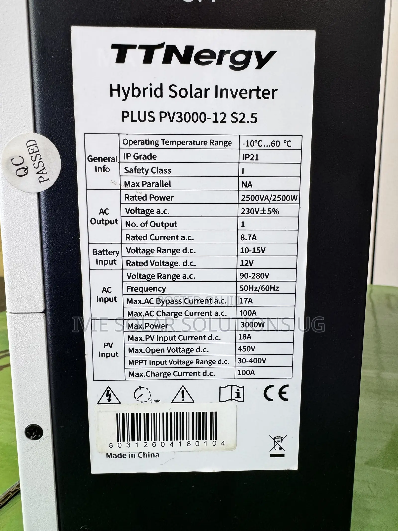 TTNergy Hybrid Inverter 2.5kva / 2500