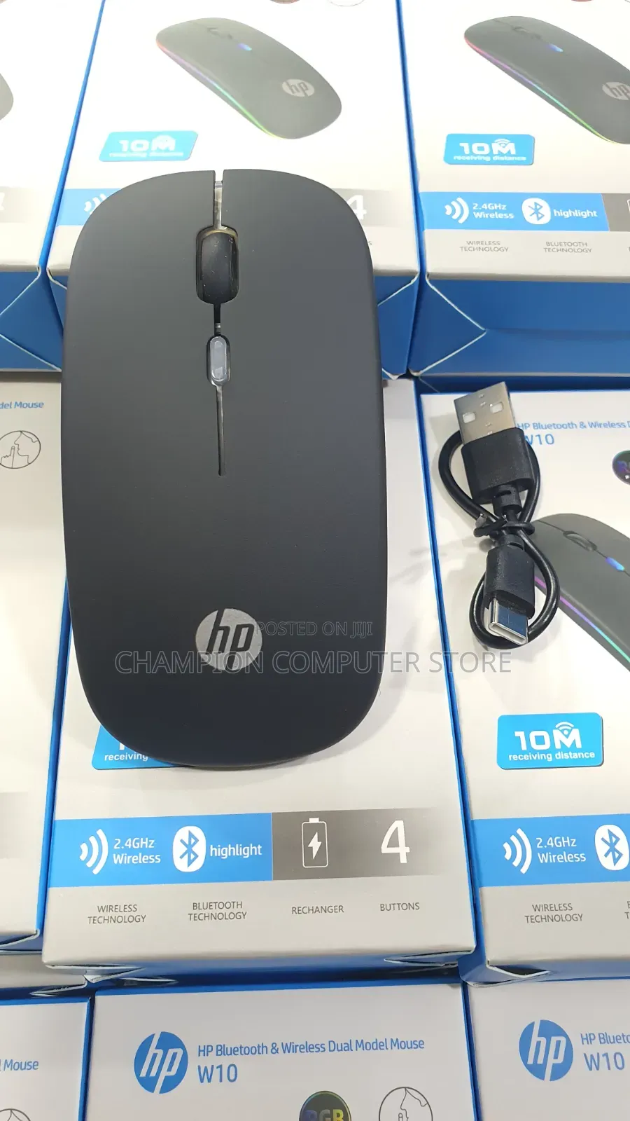 HP W10 Bluetooth Wireless Dual Mode Mouse – Rechargeable, RGB Light,