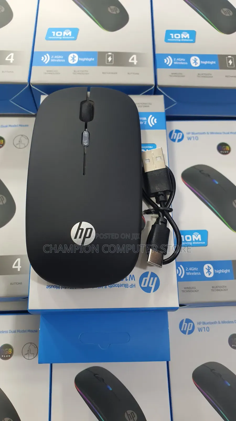 HP W10 Bluetooth Wireless Dual Mode Mouse – Rechargeable, RGB Light,