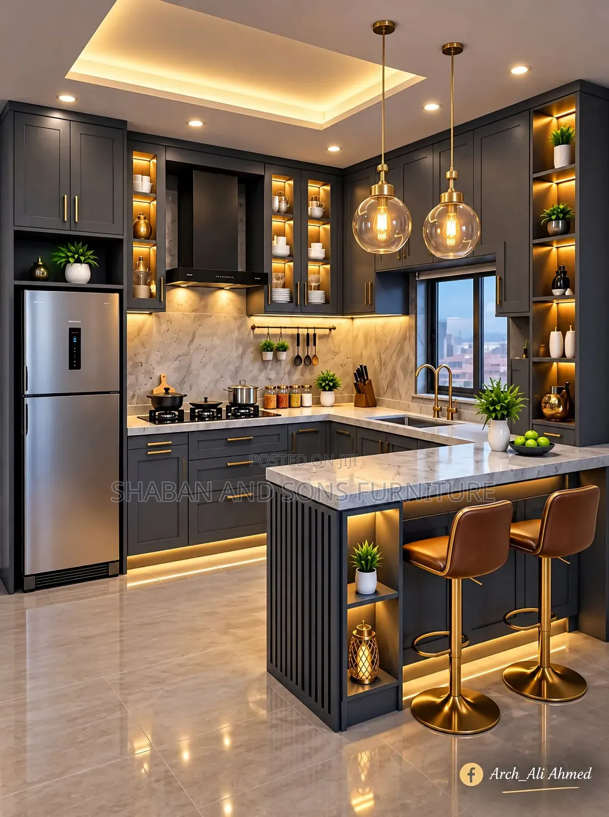It's Kitchen Cabinets Made in Board Laminated in Gray Colour
