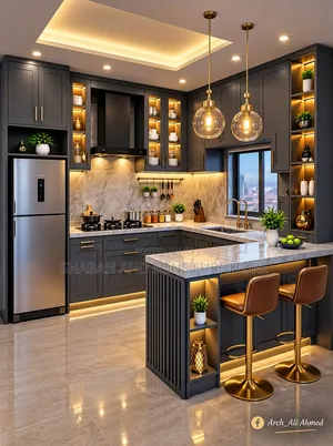 It's Kitchen Cabinets Made in Board Laminated in Gray Colour