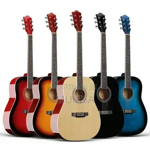Acoustic Wood Classic Red Blue Acoustic Guitar