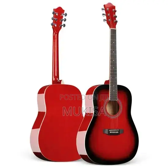 Acoustic Wood Classic Red Blue Acoustic Guitar
