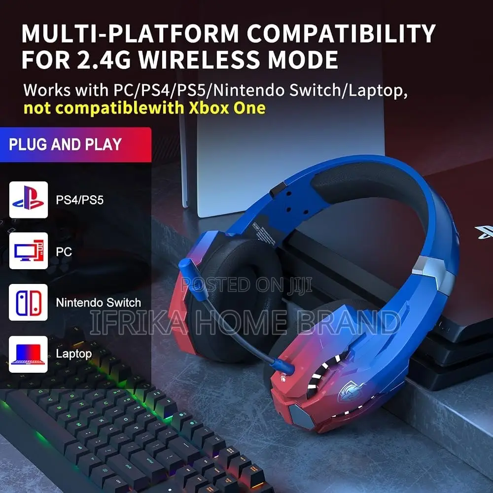 PHOINIKAS 2.4GHz Wireless Gaming Headset for PS5, PS4, PC, Switch