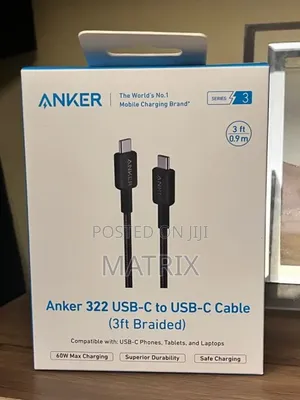 Anker 322 USB-C to USB-C 60W Braided Cable 3ft (1m Braided)