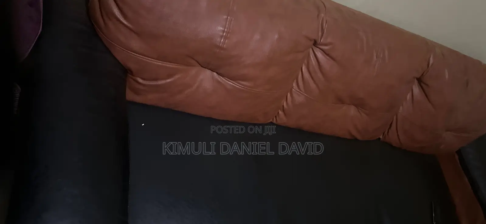 Brown and Black Leather Sofa