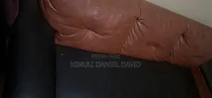 Brown and Black Leather Sofa