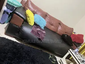 Brown and Black Leather Sofa