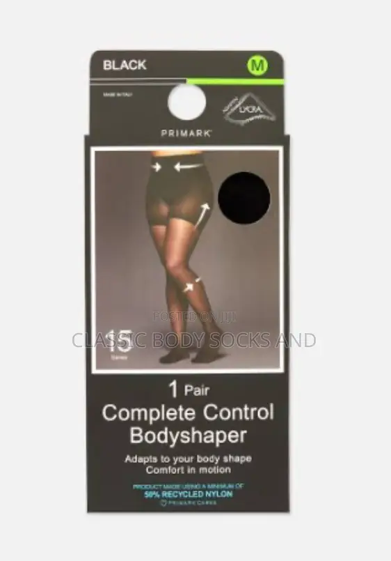Thick Complete Control Black Body Socks With Built-in Body Shaper