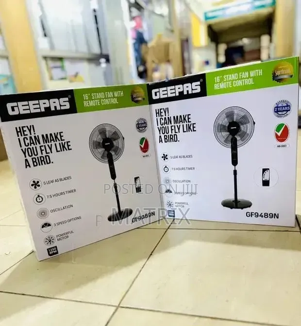 Geepas Stand Fan With Remote 16 Inch 3-Speed