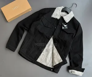 Men's Fleece-Lined Denim Jackets. Fur Woolen Jean Jacket