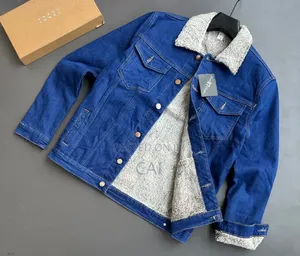 Men's Fleece-Lined Denim Jackets. Fur Woolen Jean Jacket