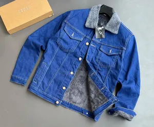 Men's Fleece-Lined Denim Jackets. Fur Woolen Jean Jacket