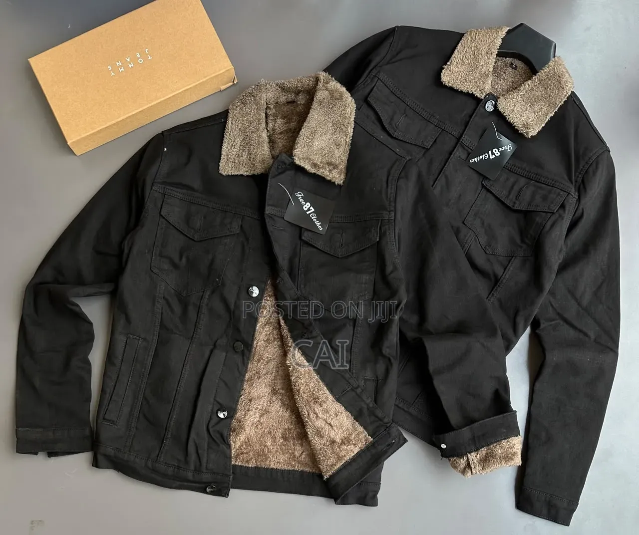 Men's Fleece-Lined Denim Jackets. Fur Woolen Jean Jacket