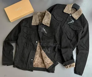 Men's Fleece-Lined Denim Jackets. Fur Woolen Jean Jacket