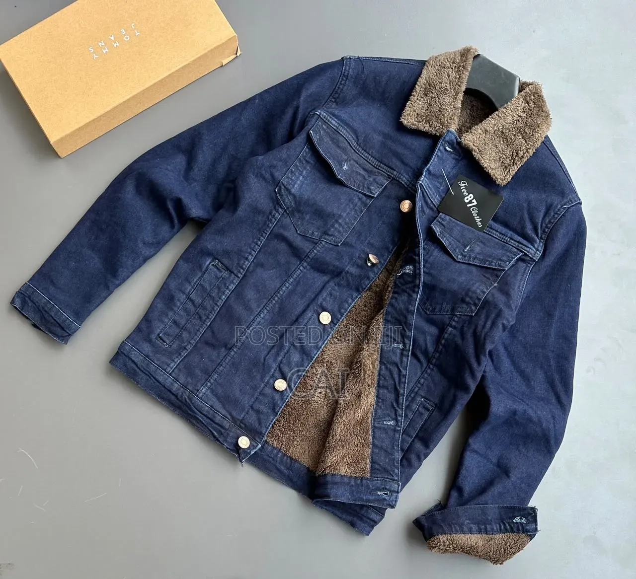 Men's Fleece-Lined Denim Jackets. Fur Woolen Jean Jacket